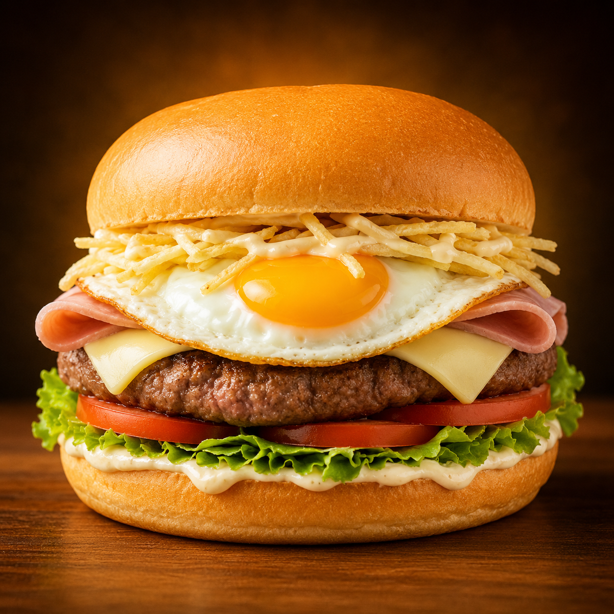egg hambúrguer com batata palha